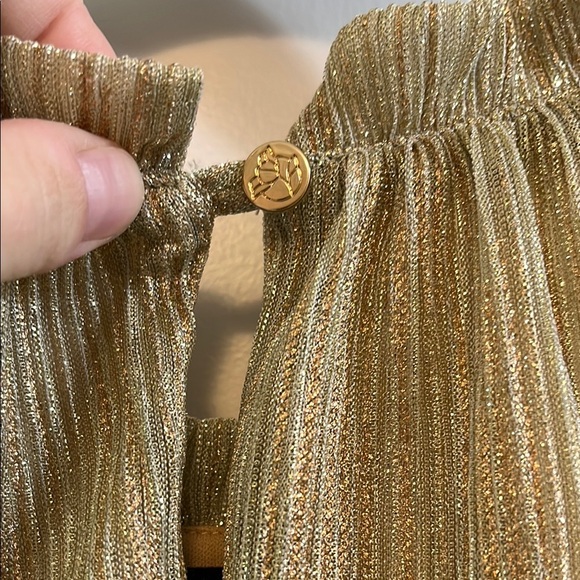 Draper James RSVP Gold Glitter Ruched Ruffle Sleeveless Mini Dress - Size XXL - Picture 5 of 15